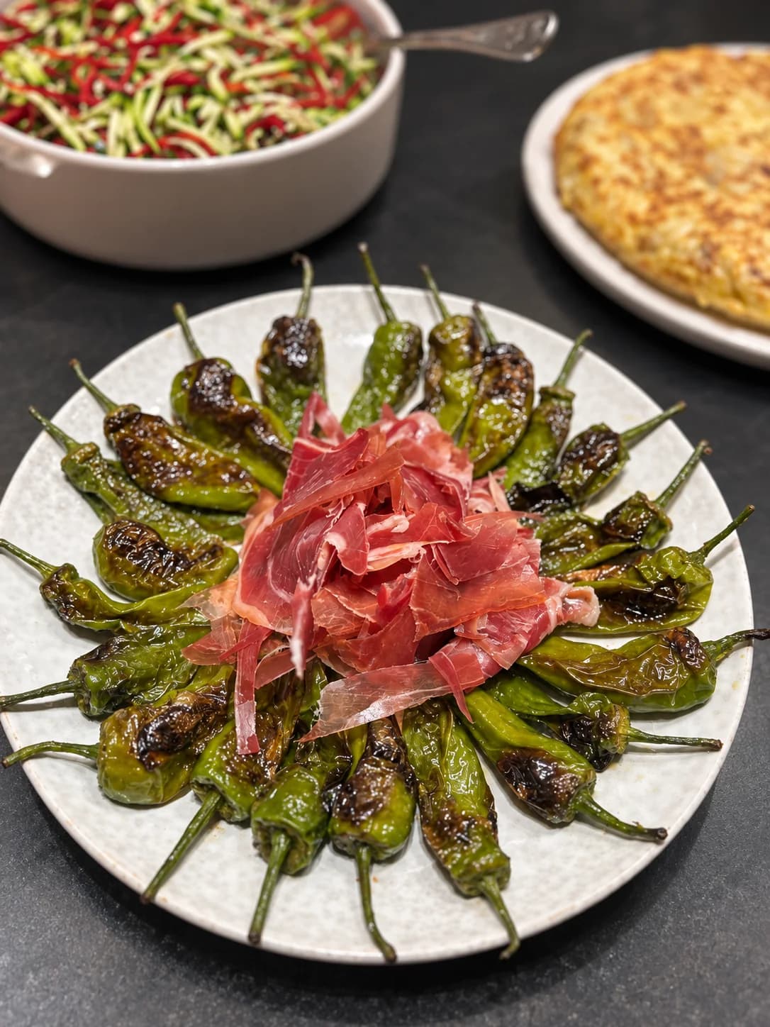 Poivrons grillés et jambon